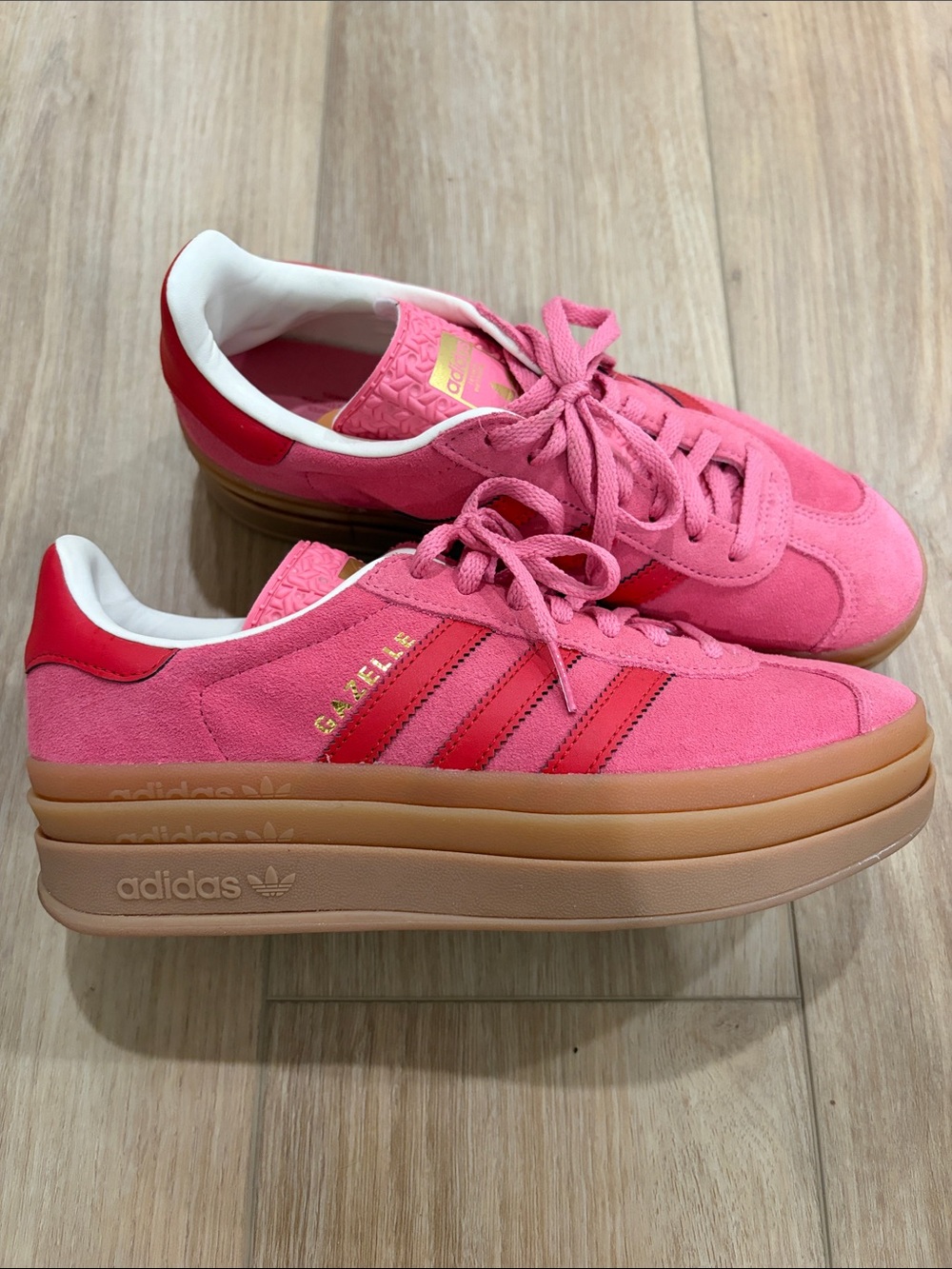 adidas Pink Suede Platform Sneakers with Gum Sole - Picture 4 of 4